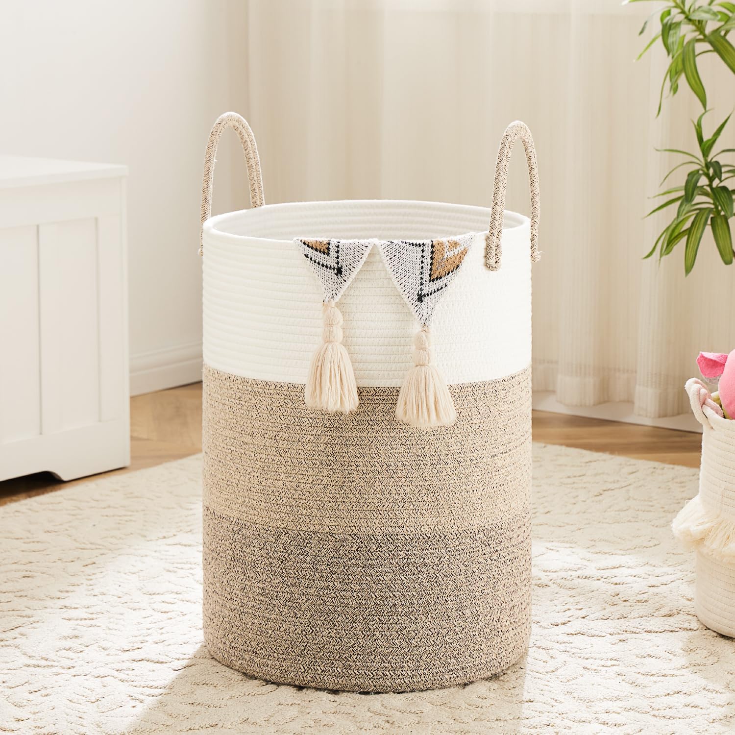 Woven Cotton Rope Laundry Hamper for Stylish Home Storage