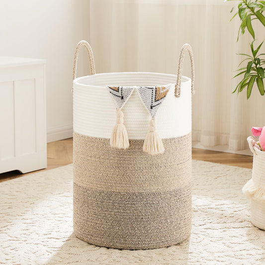 Woven Cotton Rope Laundry Hamper for Stylish Home Storage