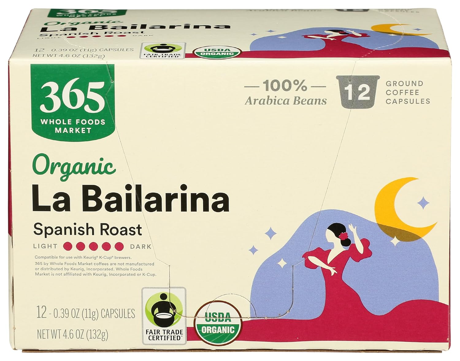Organic Spanish Roast Coffee Pods, 12 Count