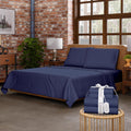 Dark Blue Organic Cotton Full Bed Sheets Set - Cool, Breathable