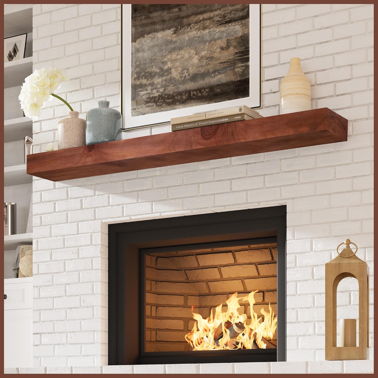Handcrafted Solid 60 Inch Fireplace Mantel Shelf for Your Home