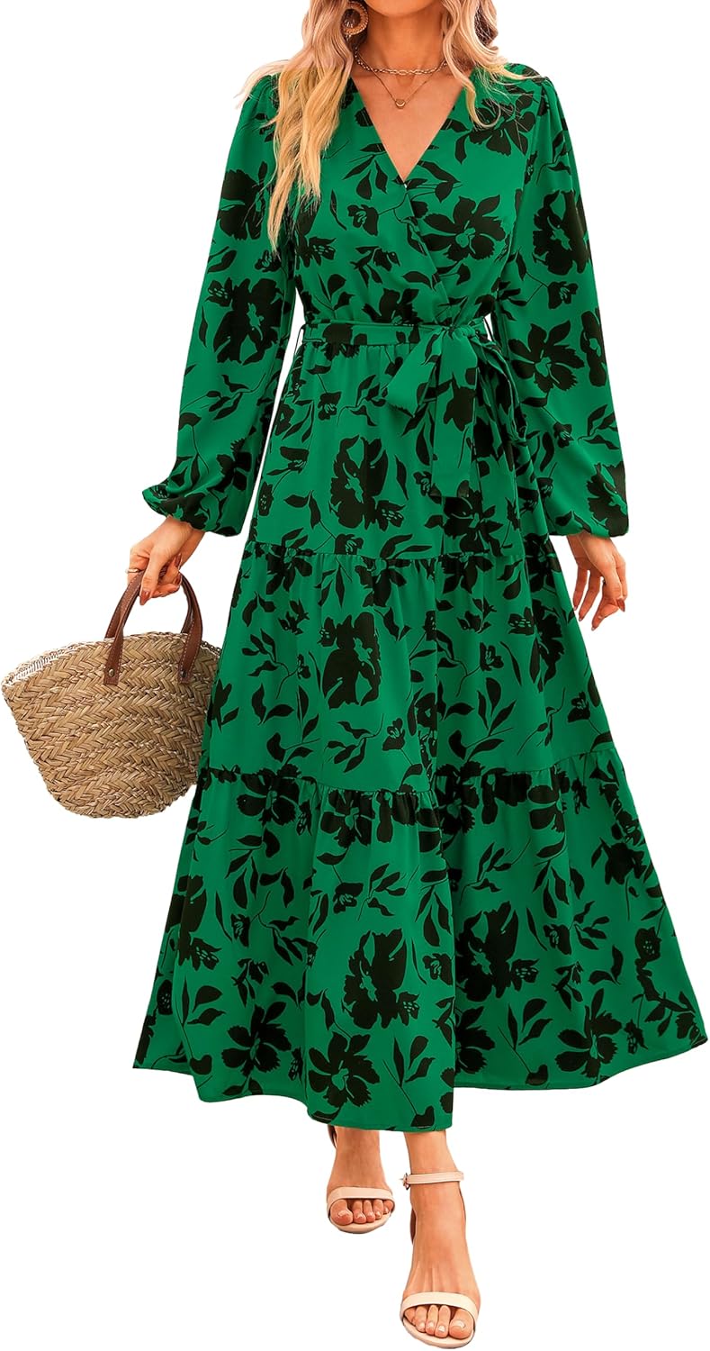 Floral Maxi Dress for Women with Long Sleeves and Ruffles