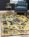 Unique Loom Sofia Collection Area Rug - Navy Blue Yellow 3 ft 3 in x 5