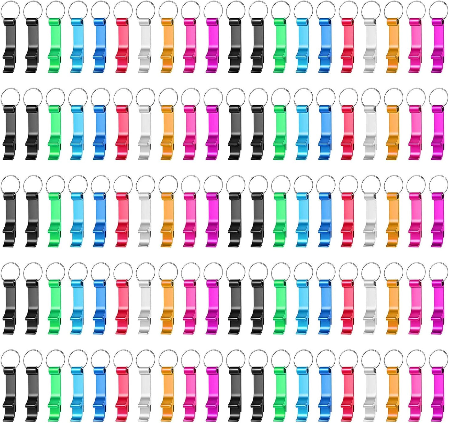 200 Pack Colorful Metal Bottle Opener Keychains for Parties