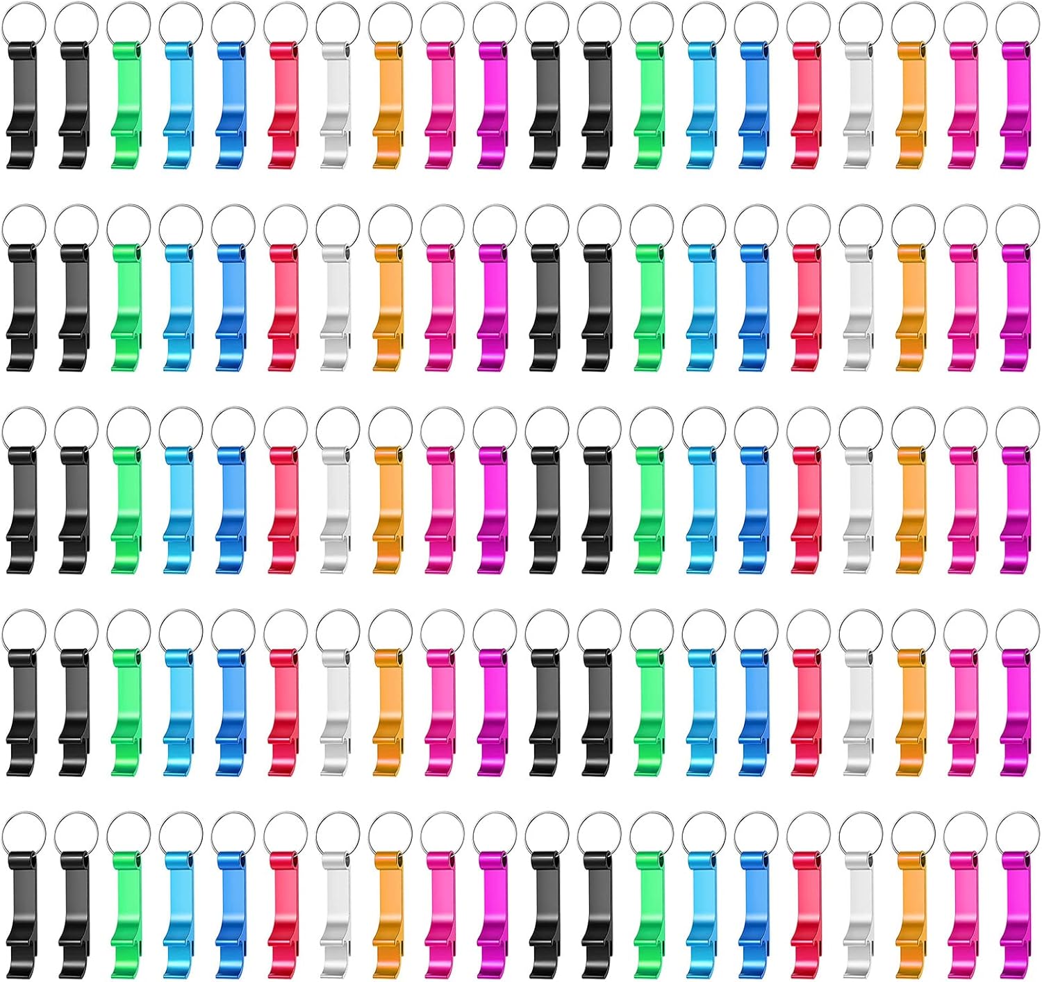 200 Pack Colorful Metal Bottle Opener Keychains for Parties