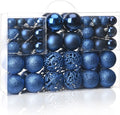 100PCS Christmas Balls Ornaments Navy Blue Shatterproof - Full Set