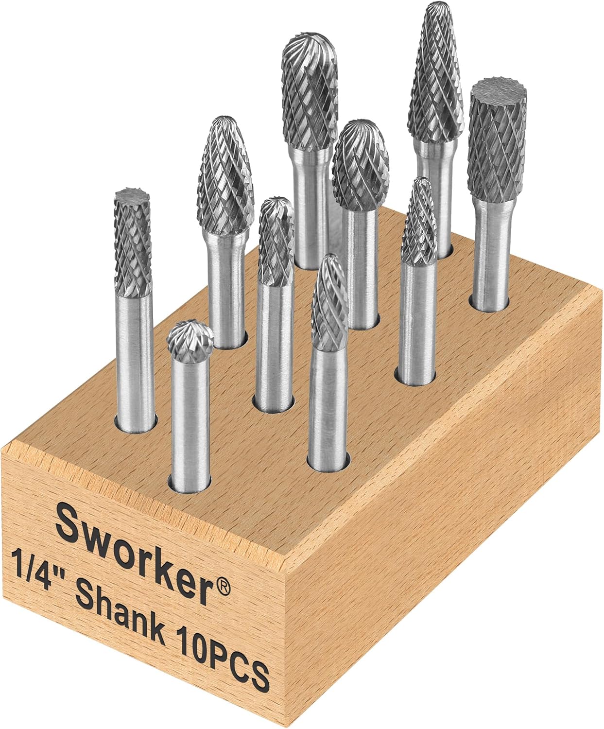 Carbide Burr Set 1/4 Shank XXL 10PCS for Metal Wood Plastic