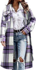 Long Plaid Flannel Coat for Women by UANEO Perfect for Autumn