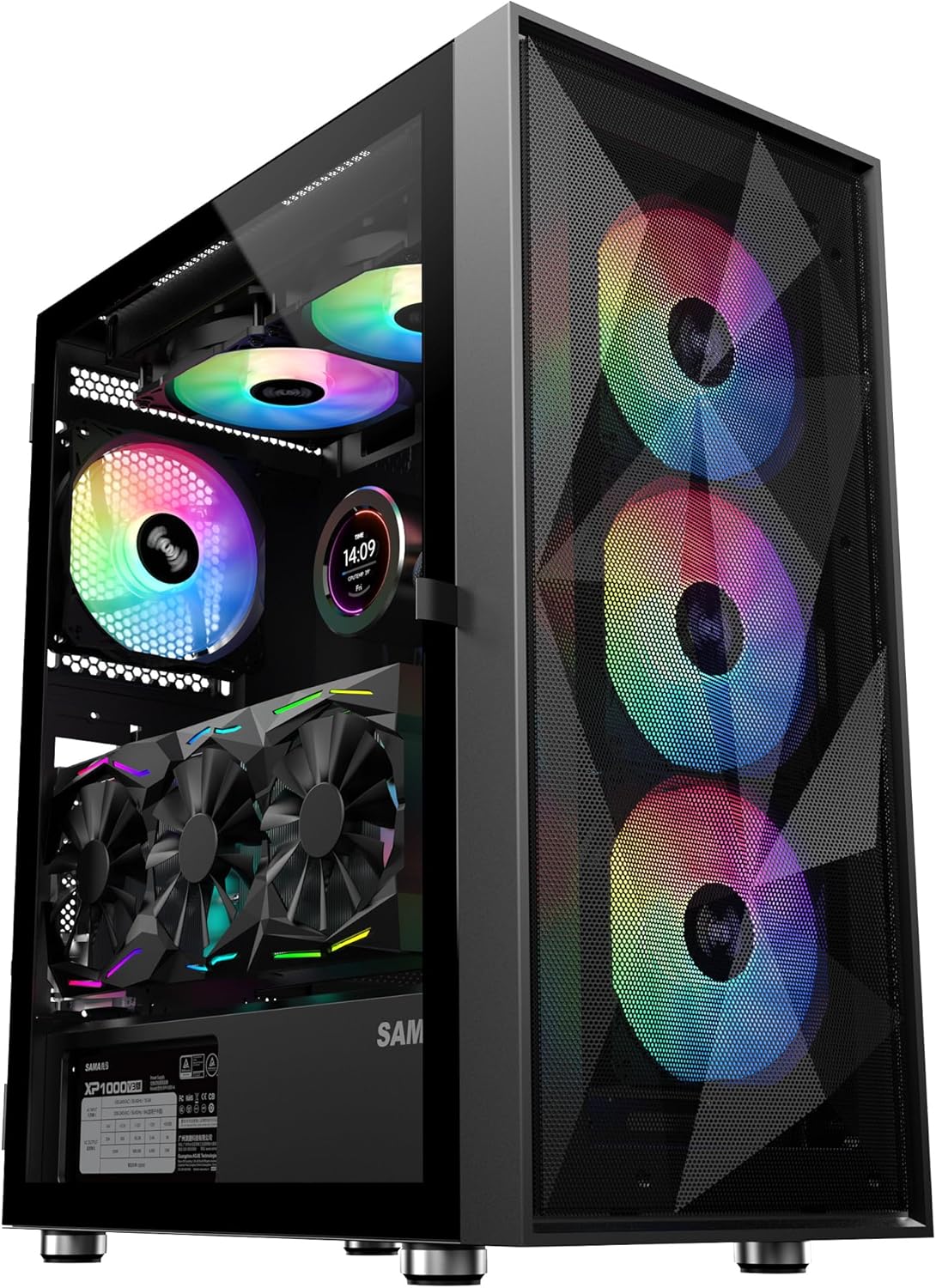 SAMA 3509 Black ATX Mid Tower PC Case with Tempered Glass