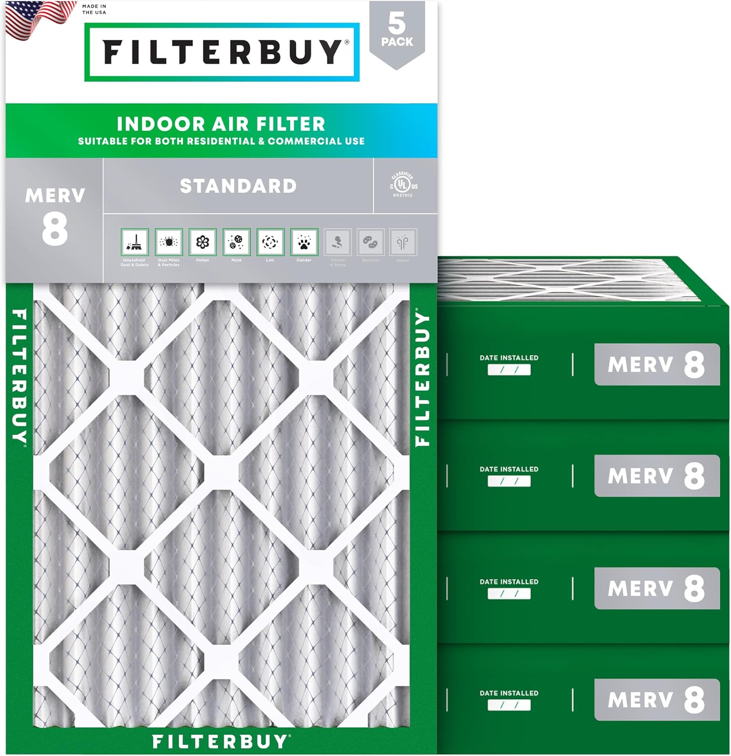 Filterbuy 16x24x4 Air Filter MERV 8 for Dust & Allergy Defense