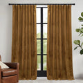 RYB HOME Brownish Gold Velvet Curtains 96 in - Retro Room Darkening