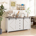 Farmhouse Sideboard with Sliding Barn Doors - Distressed Cream