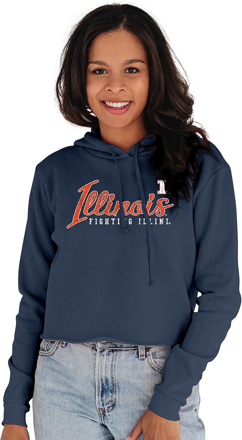 Illinois Illini Women's Vintage Crop Hoodie for Game Day Style