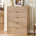 Fluted 5 Drawer Dresser for Bedroom - Farmhouse Storage Chest