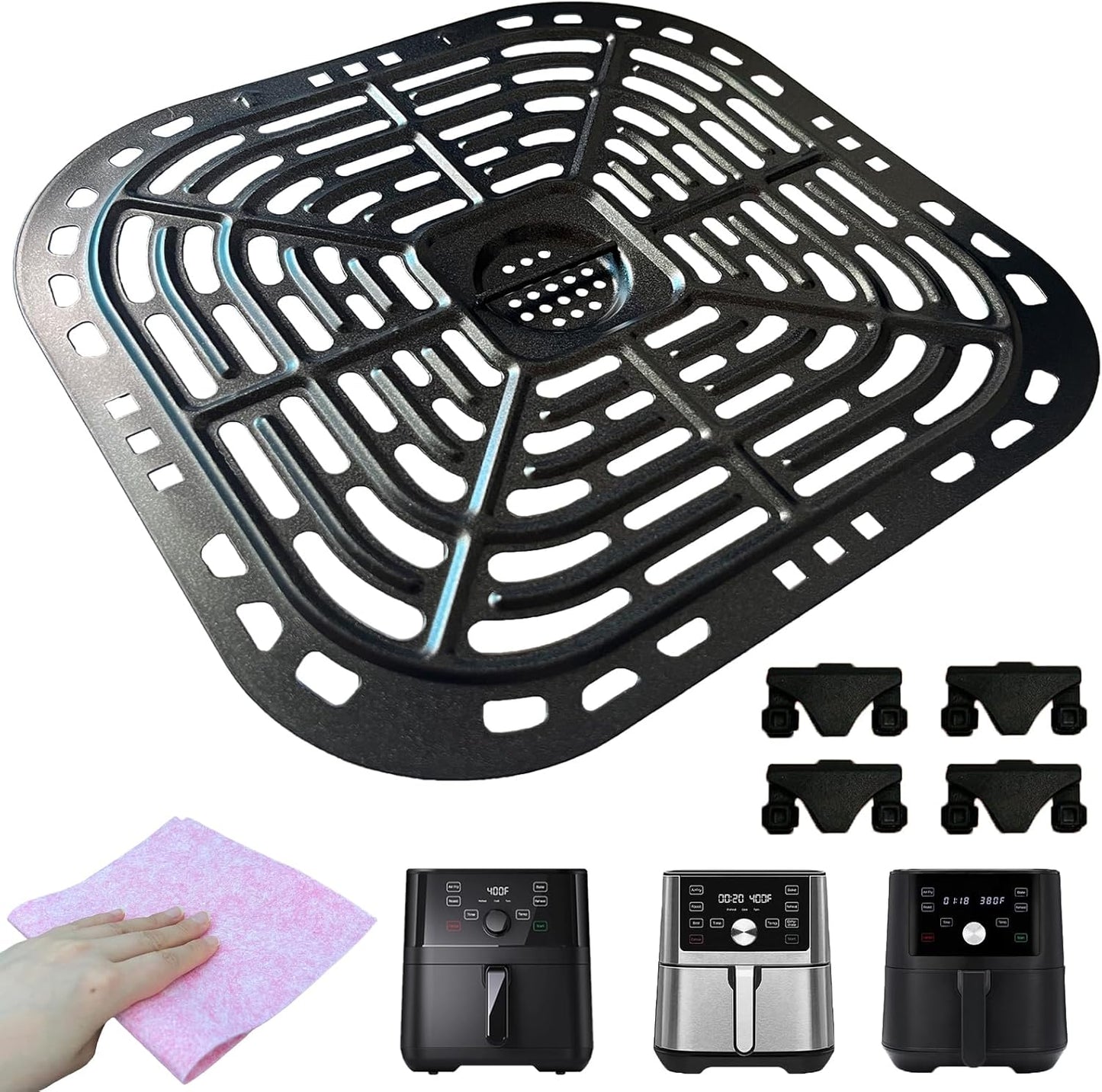 6QT Air Fryer Grill Pan | Updated Crisper Tray