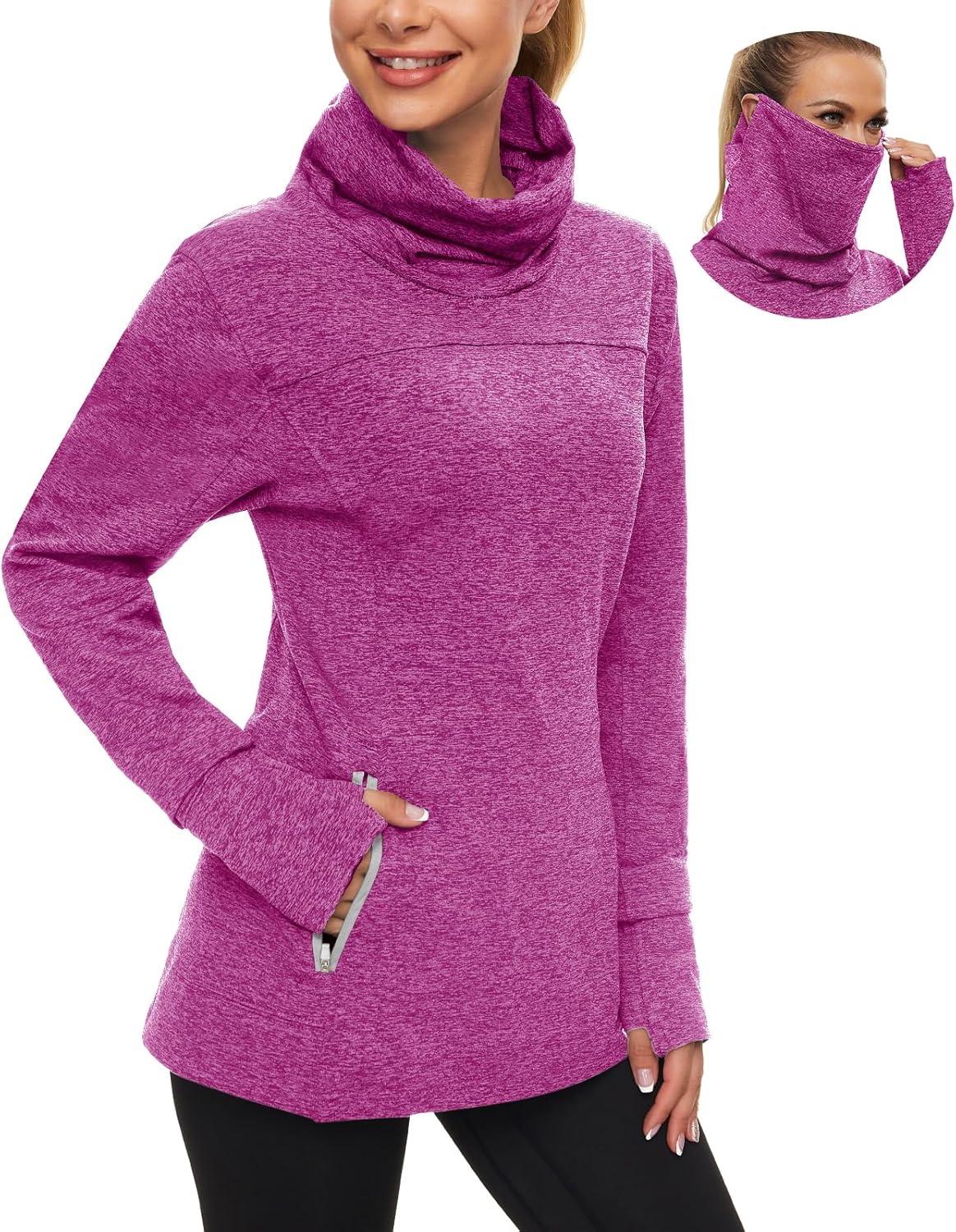Soneven Women's Running Fleece Sweatshirt with Thumb Holes