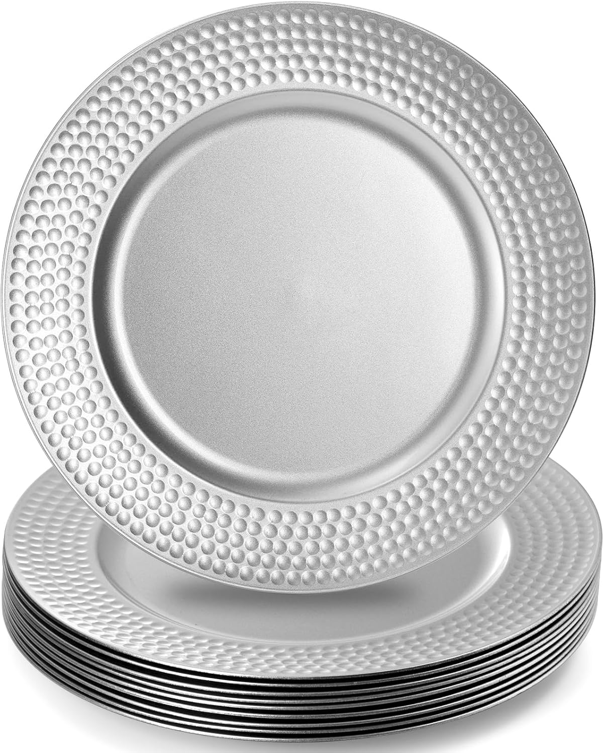 Nicunom Set of 12 Silver Charger Plates - Elegant Event Decor