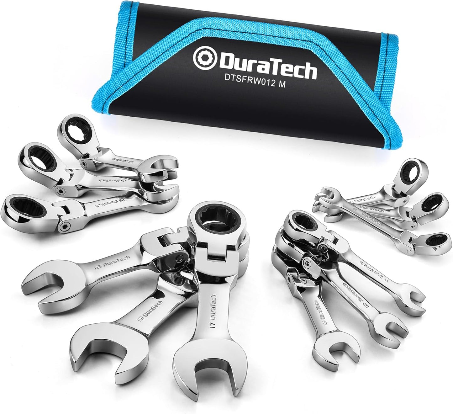 DURATECH Stubby Flex-head Ratcheting Wrench Set for Tight Spaces