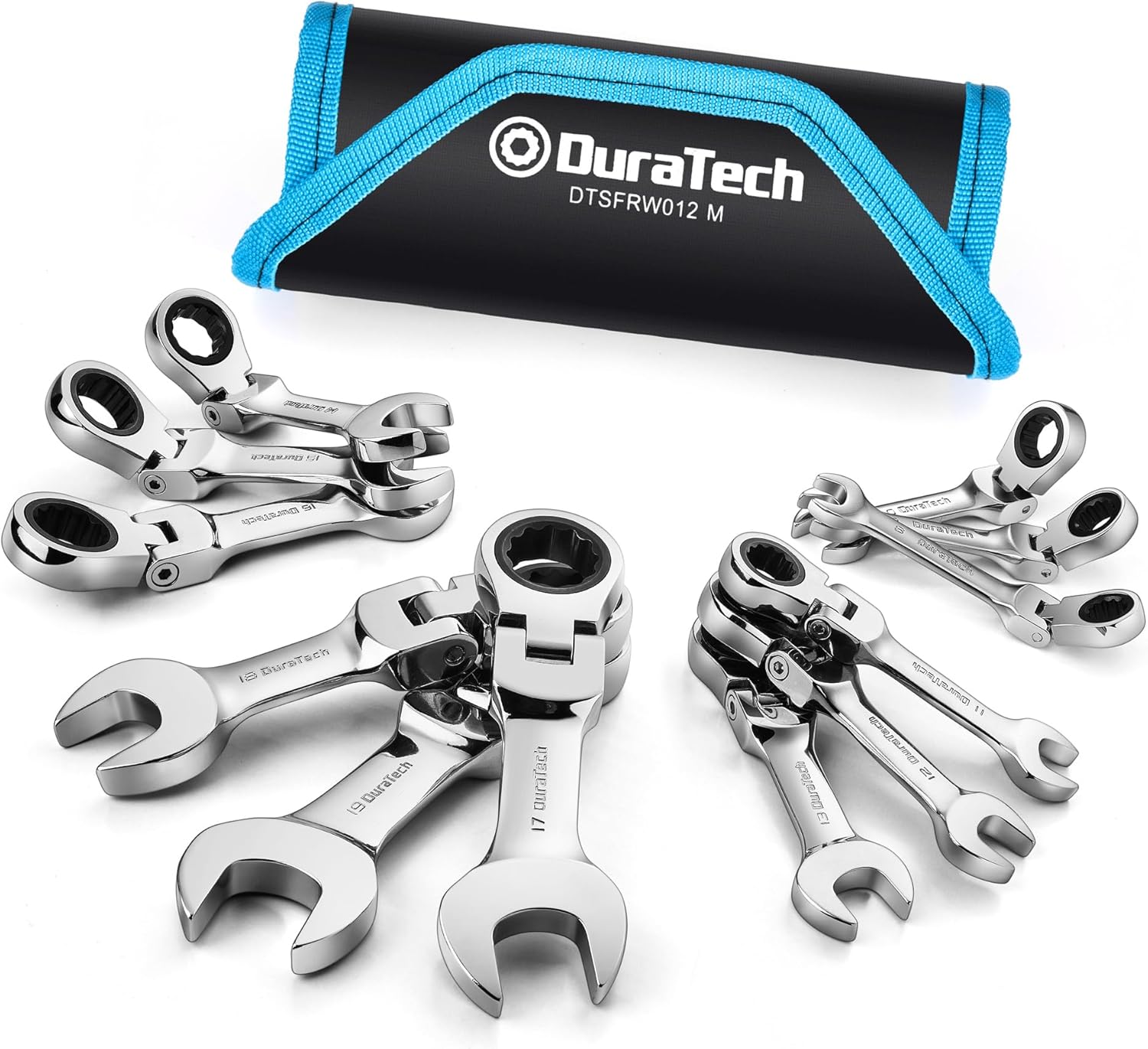 DURATECH Stubby Flex-head Ratcheting Wrench Set for Tight Spaces