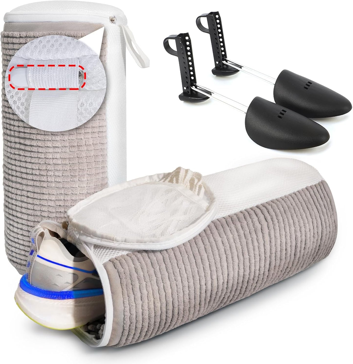 360 Wrap Shoe Wash Bag w/ Shoe Trees - Fluffy Fibers, Reusable LDYDGQMY