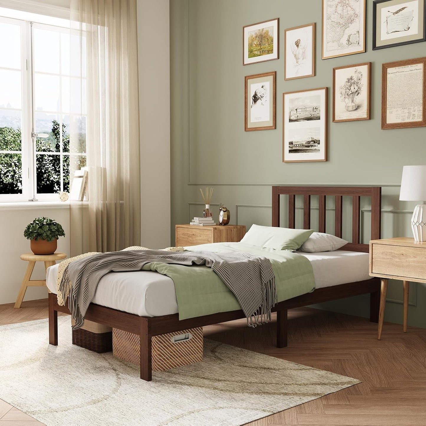 Novilla 12 Inch Twin Bed Frame with Classic Headboard Design