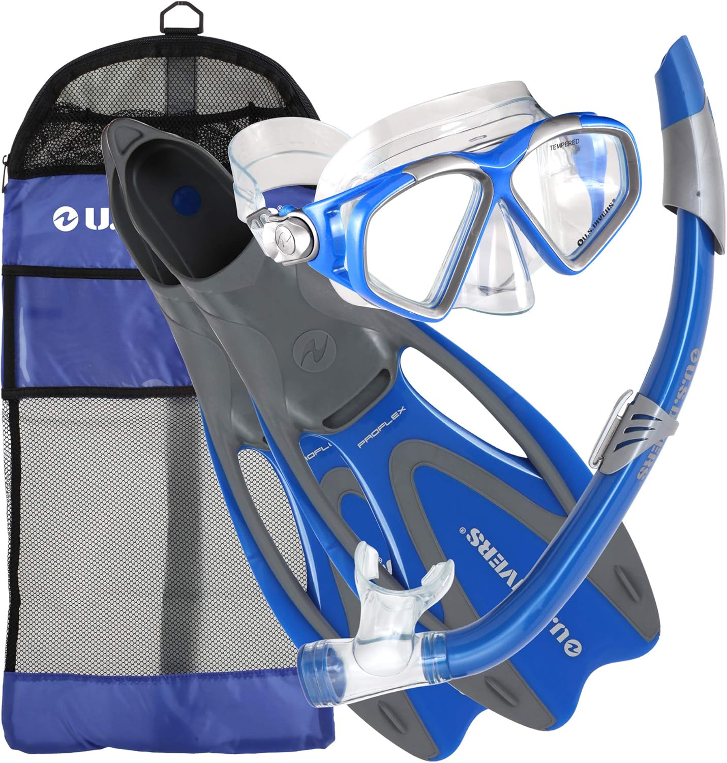 U.S. Divers Seabreeze Snorkeling Set: Large Fins for Smooth Travel