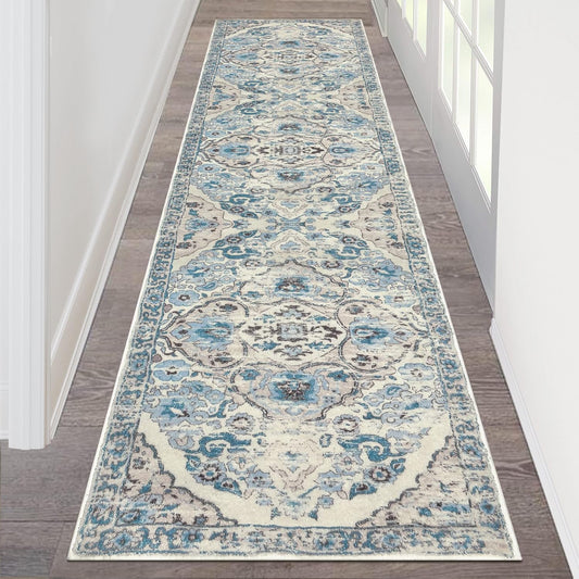 Vintage Distressed Hallway Runner Rug 2ftx8ft Non Slip Carpet