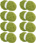 Olive Green Chunky Chenille Yarn for Crocheting - Cozy Super Bulky