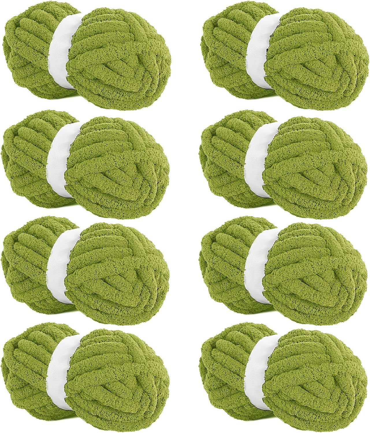 HOMBYS Olive Green Chunky Chenille Yarn for Cozy Knitting Projects