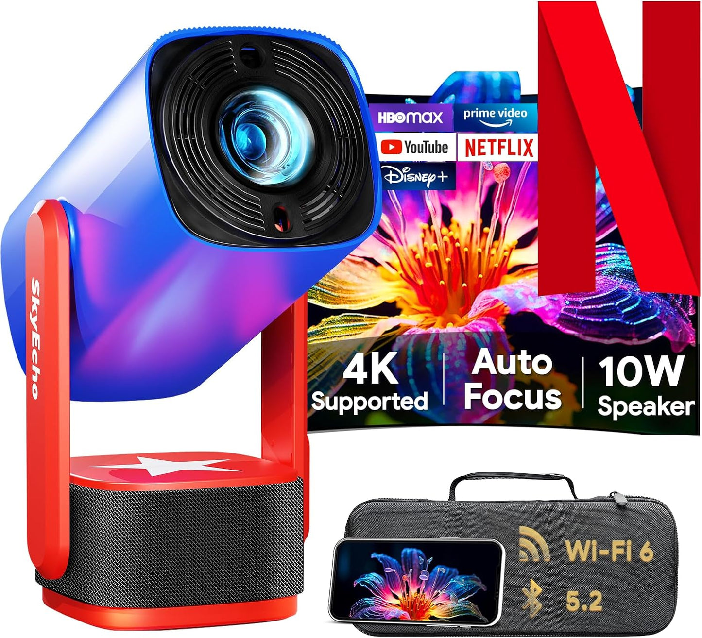 Mini Projector with WIFI and Bluetooth for Stunning 4K Movies