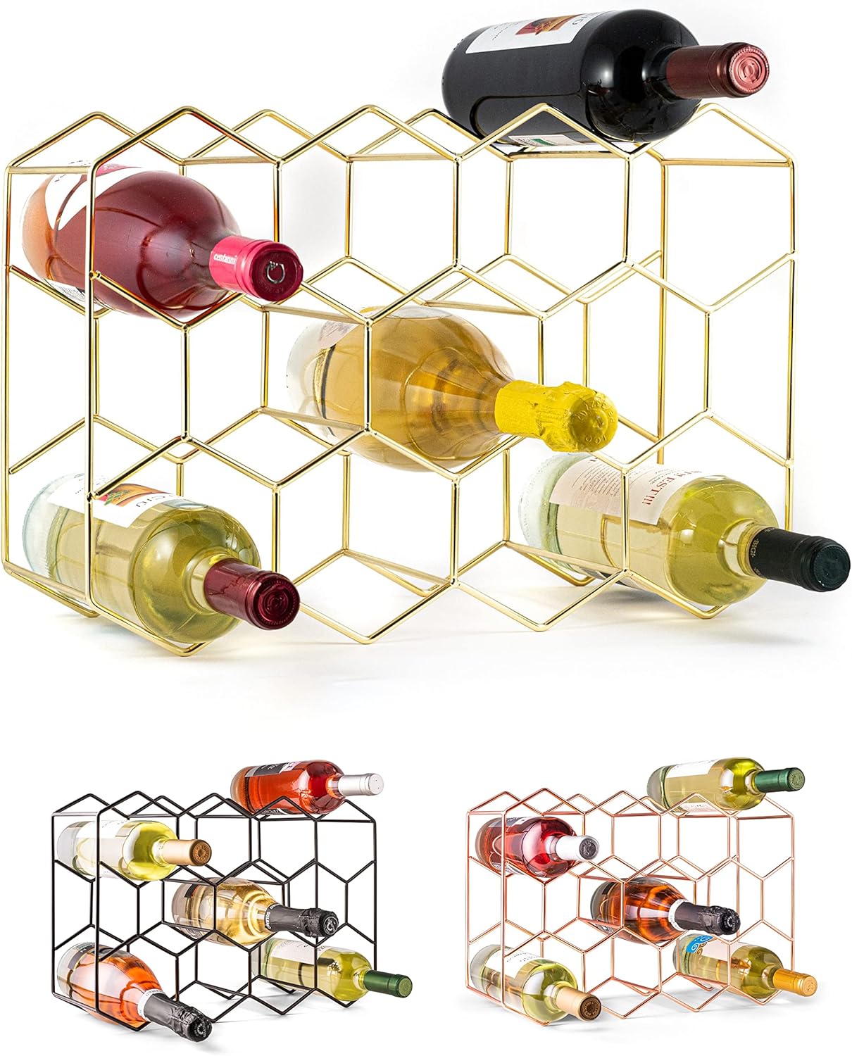Gusto Nostro Countertop Wine Rack - Elegant 14 Bottle Holder