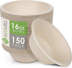 Ecovita 100% Compostable Paper Bowls for Eco-Friendly Dining