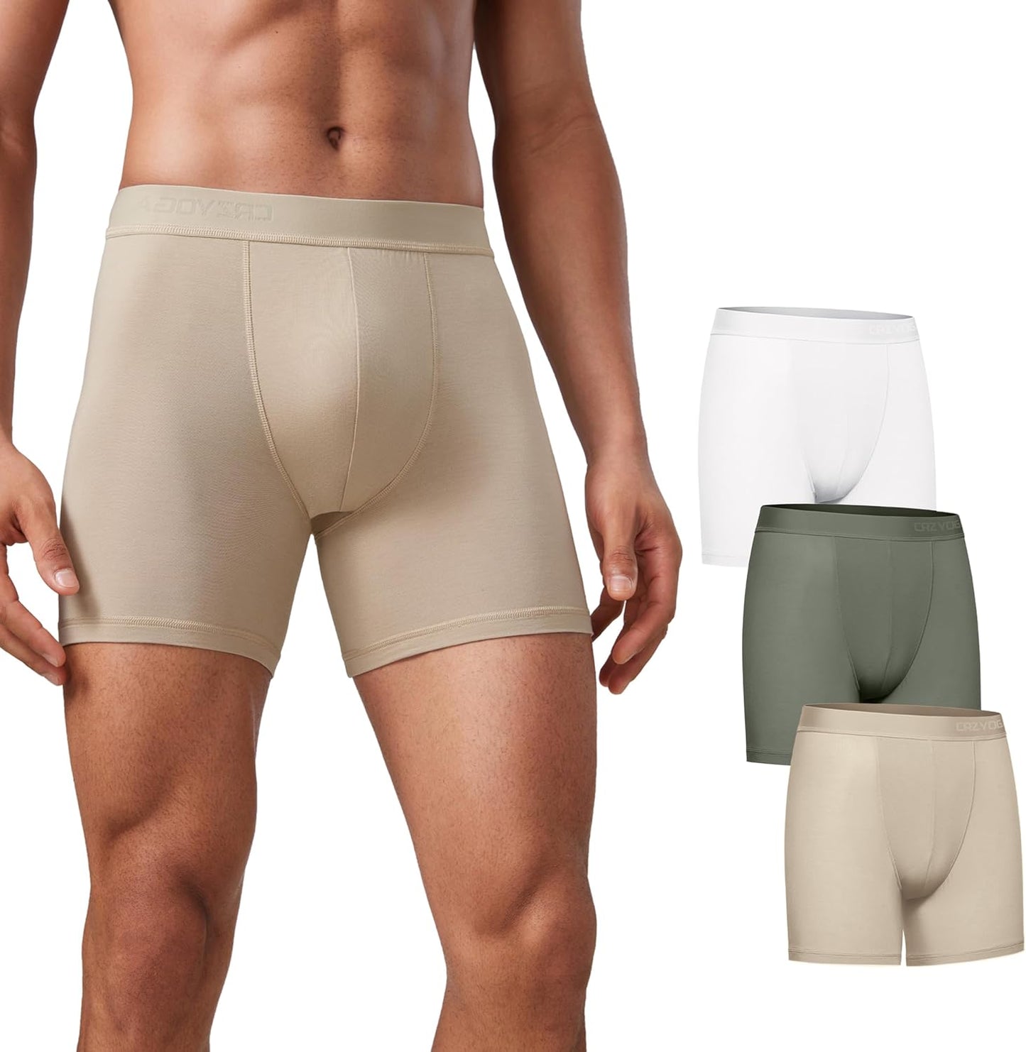 CRZ YOGA Ultra-Soft Modal Boxer Briefs for Men - 3 Pack