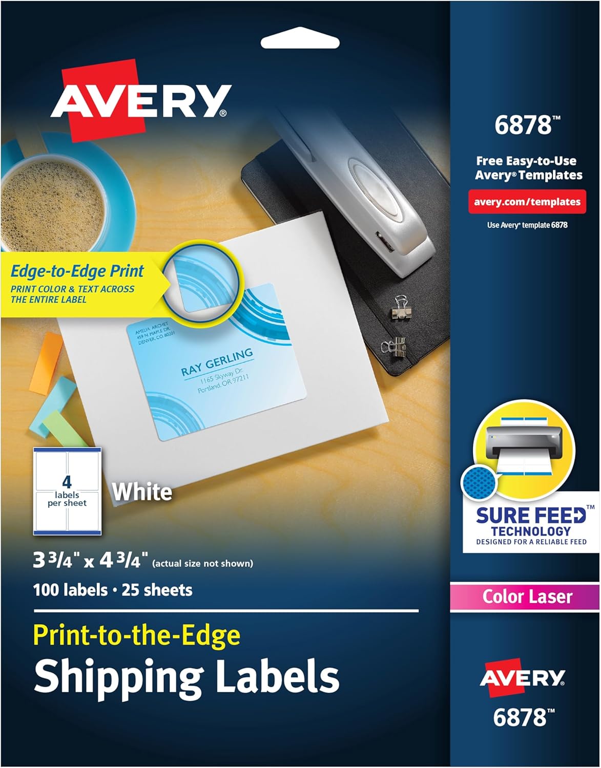 Avery Shipping Labels with Sure Feed for Perfect Printing