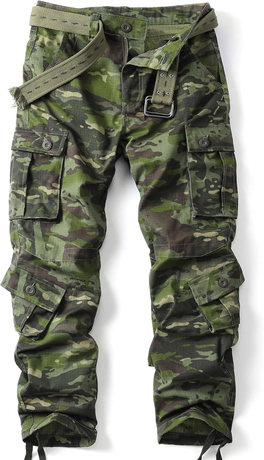 Men's Camo Cargo Work Pants Lightweight Wild Army Military Trousers
