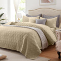 LEAONME Quilt Set King Size 3 Pieces - Lightweight Beige Comfort