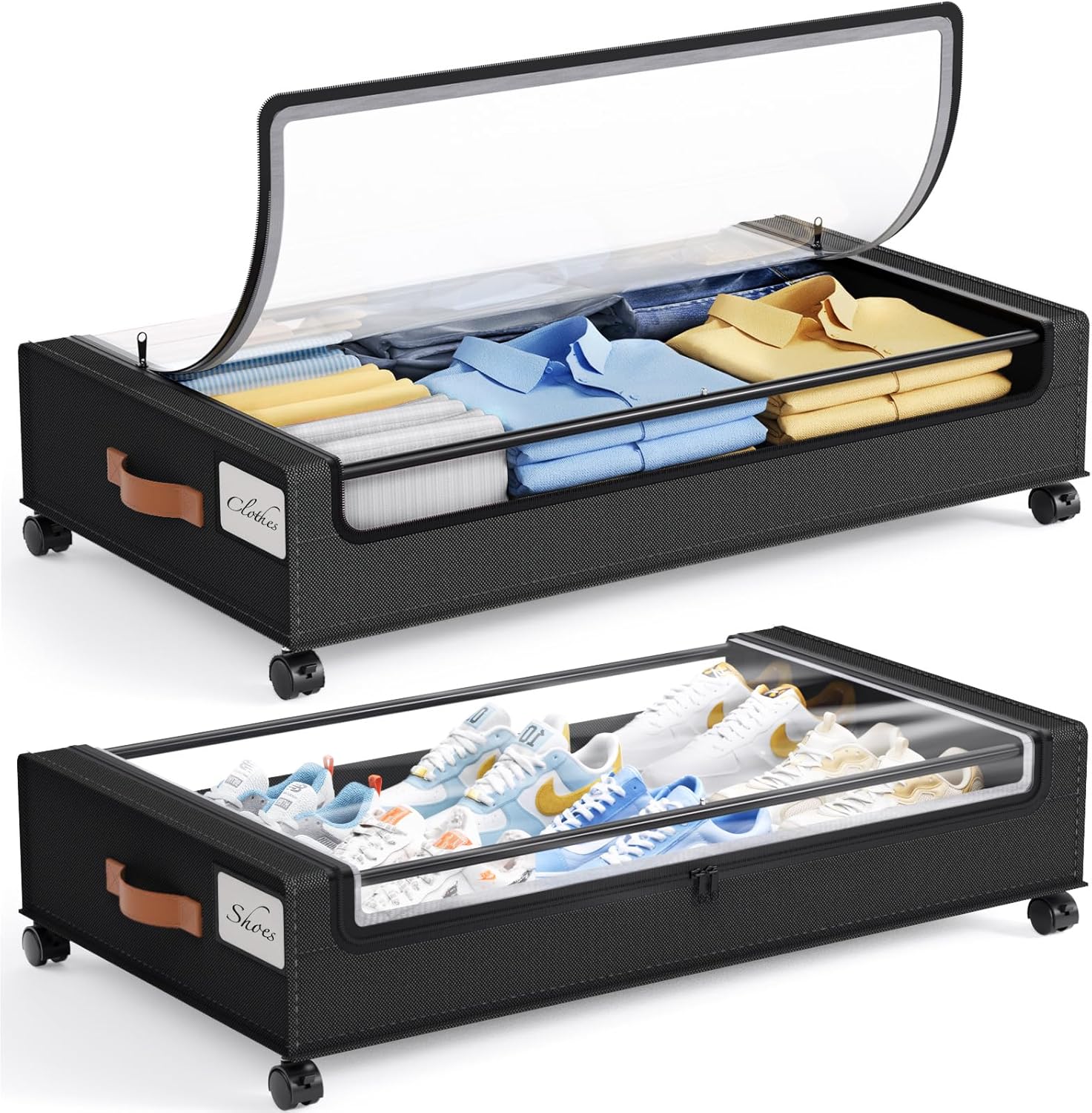 Yecaye 60L Under Bed Storage with Wheels for Easy Organization