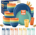 Wheat Straw Dinnerware Set 64-Piece for 8 - Unbreakable Tableware