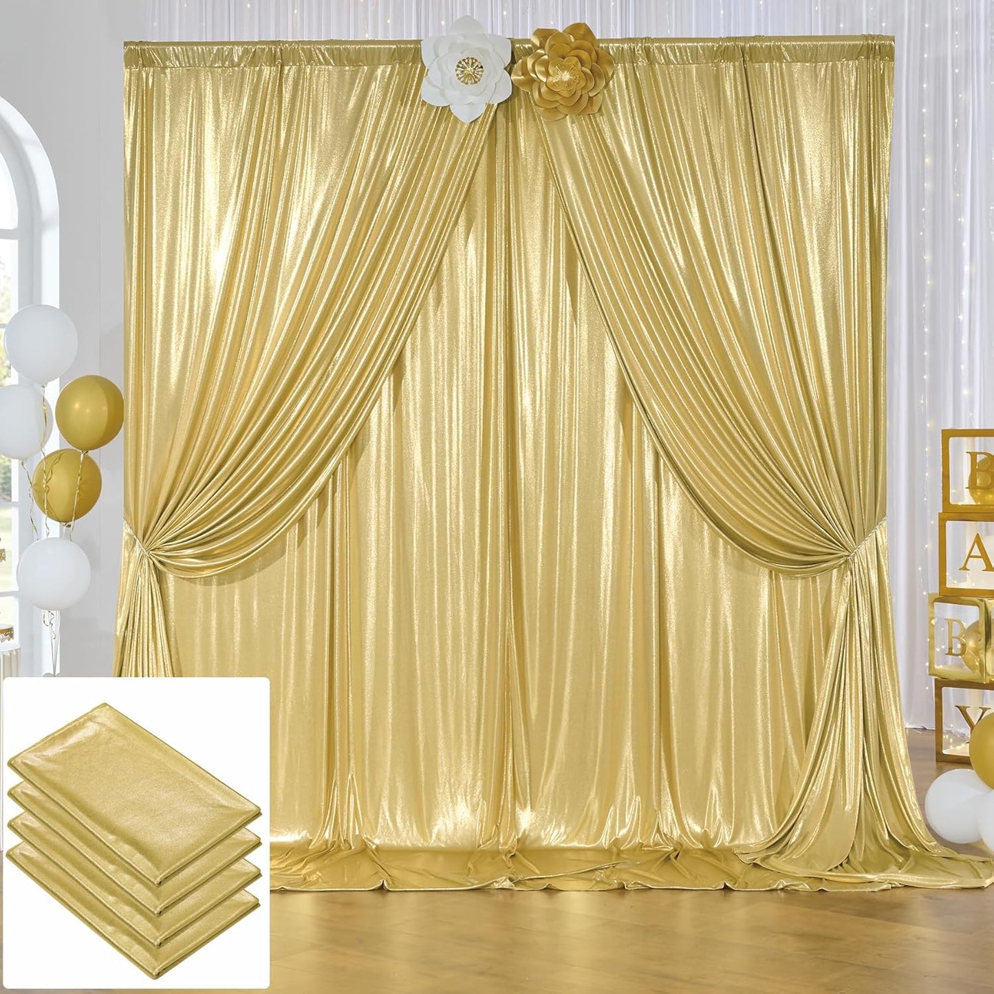 20x12 ft Gold Sequin Backdrop Curtain for Stunning Events