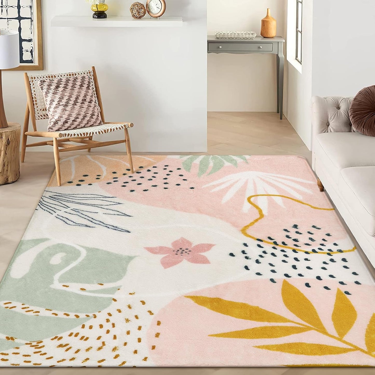 Lahome Pink Rug - 6x9 Non-Slip Area Rug for Living Room