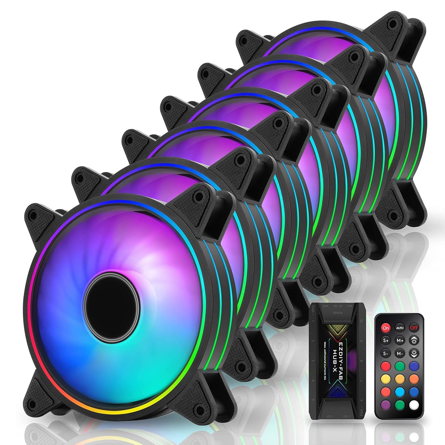 EZDIY-FAB Moonlight 120mm RGB Case Fan Pack with Speed Control