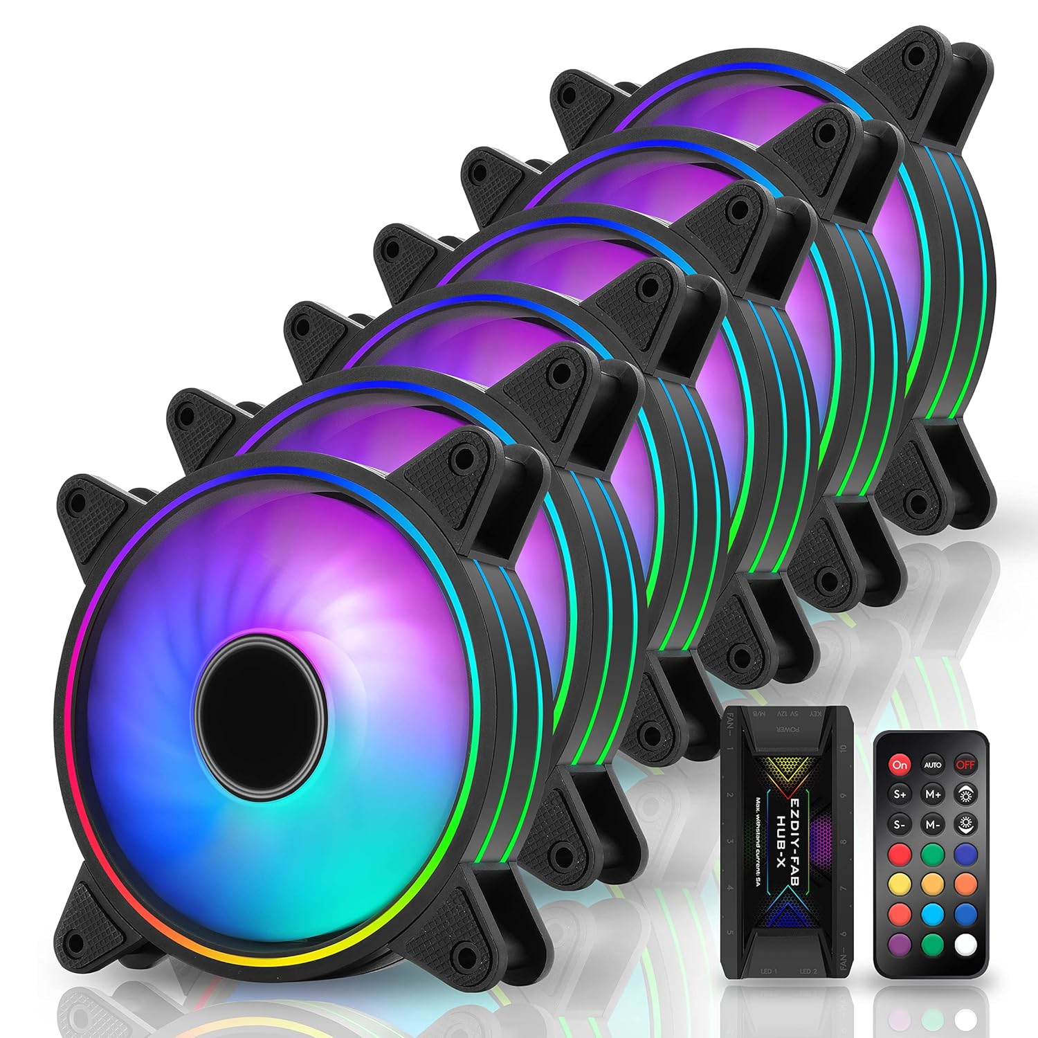 EZDIY-FAB Moonlight 120mm RGB Case Fan Pack with Speed Control