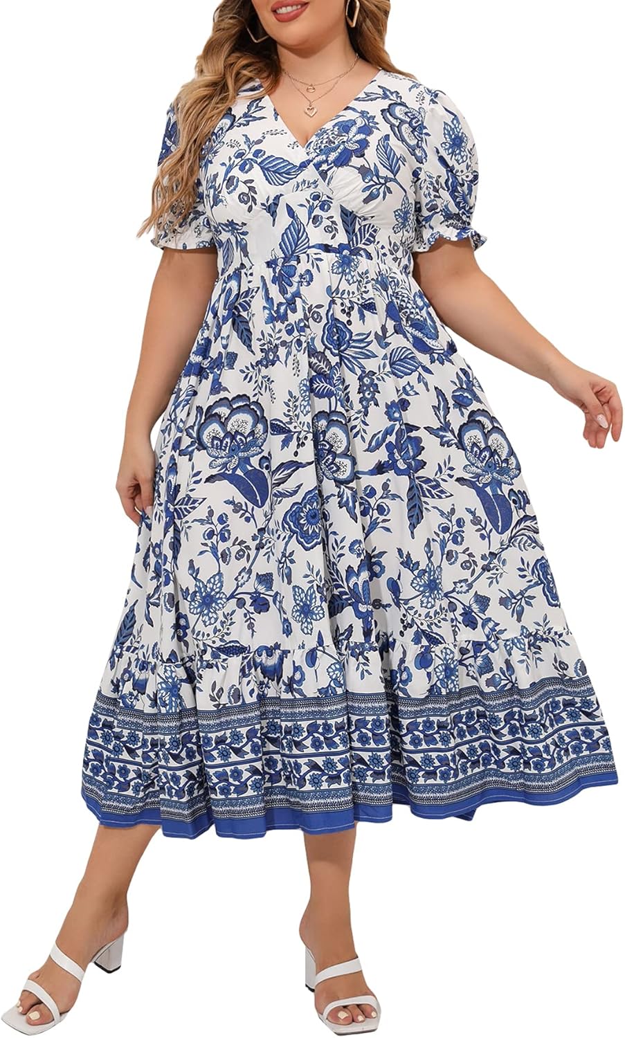 Plus Size Boho Floral Maxi Dress for Women - Stylish Comfort