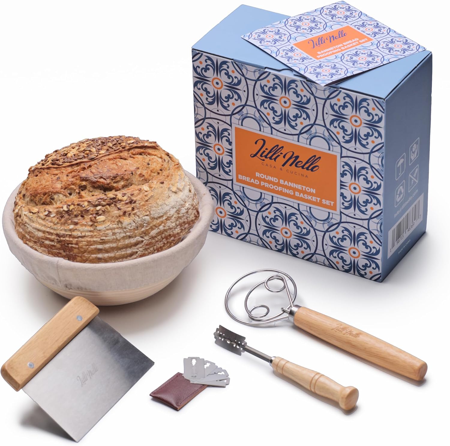 Banneton Bread Proofing Basket 9in Sourdough Starter Kit