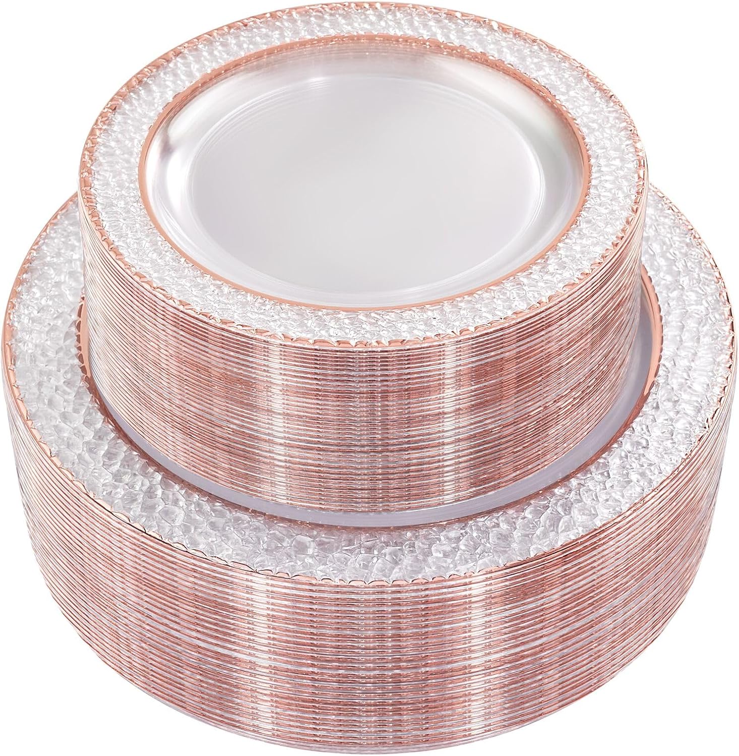 Rose Gold Plastic Plates Set - Elegant Disposable Dinnerware for Events