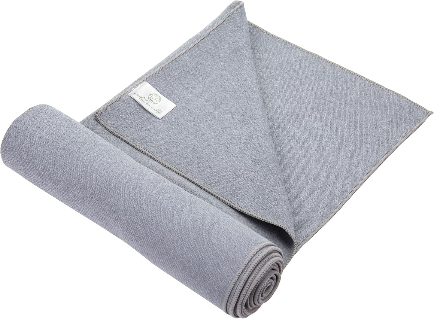 Evolution Earth Microfiber Yoga Towel - Sweat Absorbent & Non Slip - Lightweight & Quick Drying - 73'' x 26'' - Fog Gray
