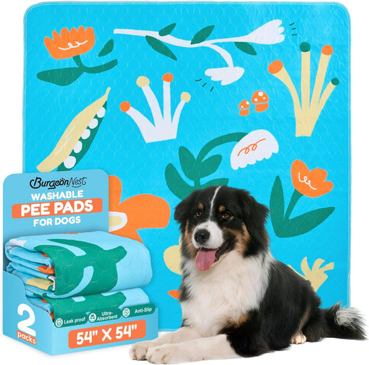 BurgeonNest Washable Pee Pads for Dogs - Super Absorbent & Leakproof