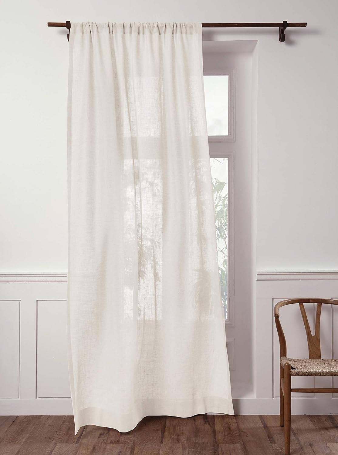 Solino Home 100% Pure Linen Sheer Curtain | Light Filtering Ivory Panel