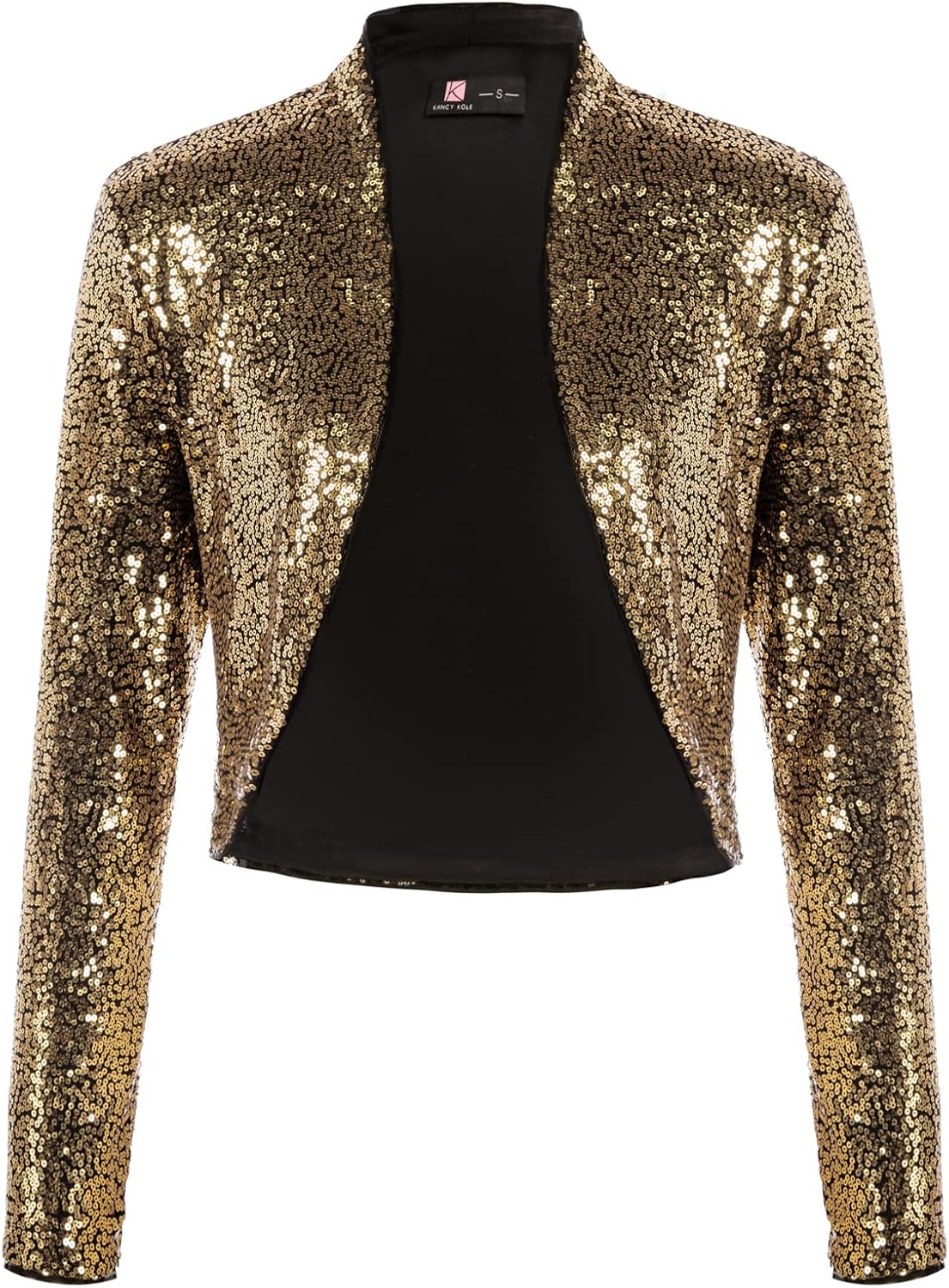 KANCY KOLE Women's Sequin Shrug Long Sleeve Open Front Bolero