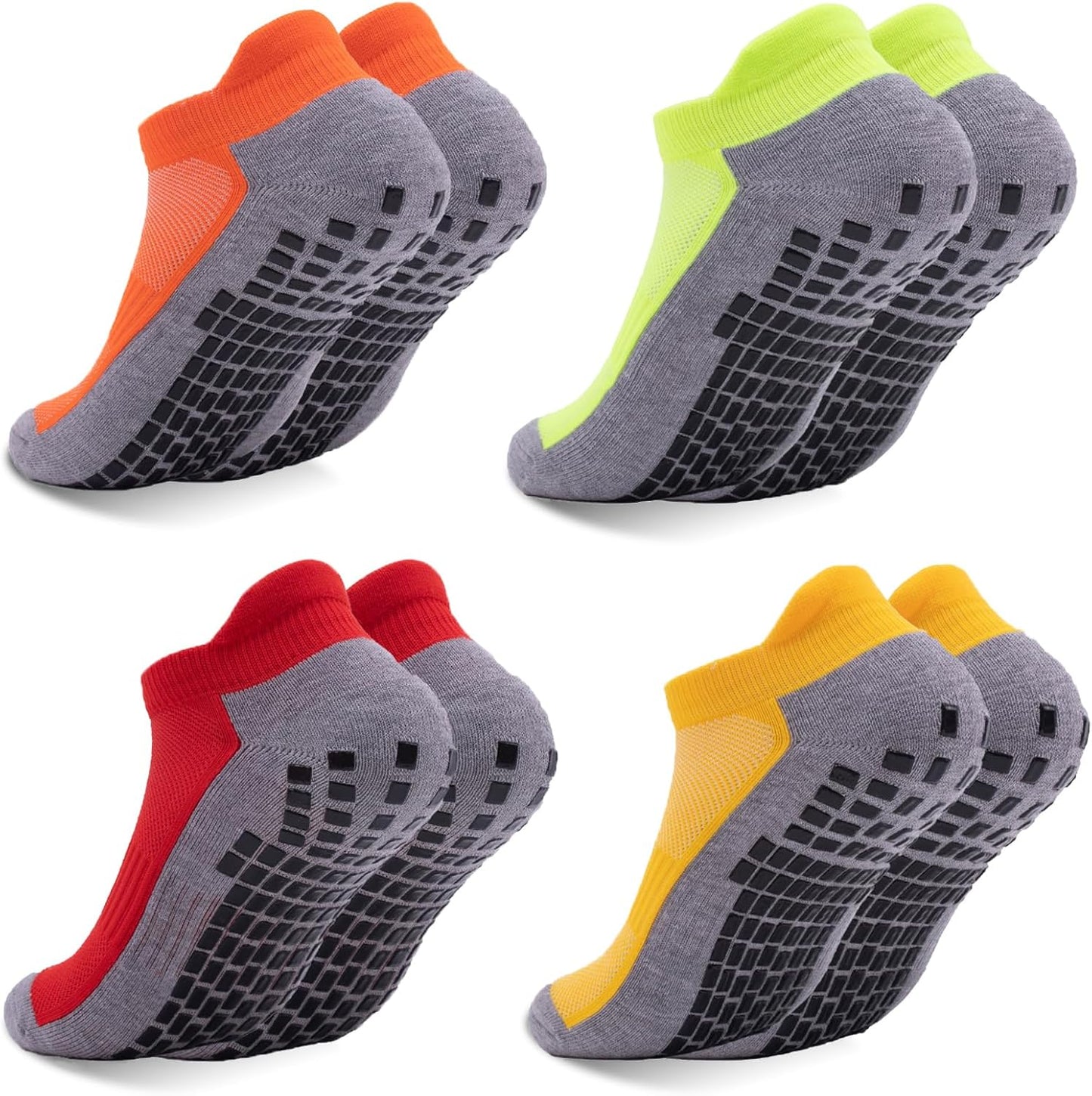 4-Pack LIFPAU Non-Slip Yoga Socks - Grip for Stability